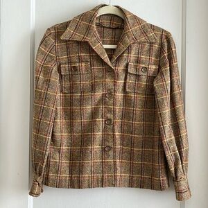 1970s Dagger Collar Brown Rust Red & Mustard Yellow Jacket / Blazer